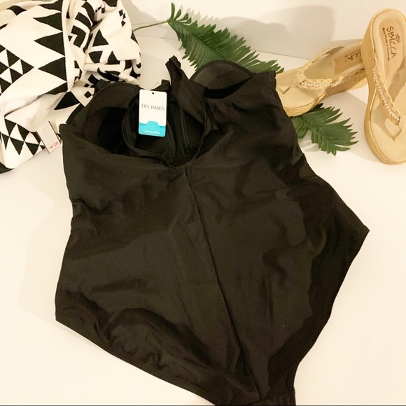 - Delimira Plus Black Tank Rouched One Piece Plus 22 - Picture 5 of 6